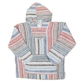 Sie7e Fibras Mexikanischer Hippie-Design-Kapuzenpullover. Handgefertigter Poncho aus 100% recycelten Materialien. Handgemachter Hoodie für Männer und Frauen.. Modell Huasca. Größe L von Sie7eFibras COBIJANDO AL PLANETA