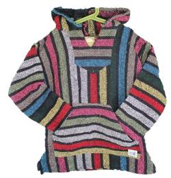 Sie7e Fibras Mexikanischer Hippie-Design-Kapuzenpullover. Handgefertigter Poncho aus 100% recycelten Materialien. Handgemachter Hoodie für Männer und Frauen. Modell Tampico. Größe M. von Sie7eFibras COBIJANDO AL PLANETA