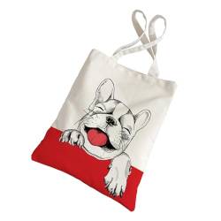 Siebe Tote Bag Aesthetic 30X40 Weißer Hund Baumwolltasche Jutebeutel,Stoffbeutel Mit Zwei Langen Henkeln,Stofftasche Faltbar,Wiederverwendbare Jutebeutel von Siebe