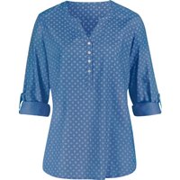 Sieh an! Damen Bluse mittelblau-weiß-bedruckt von Sieh an!