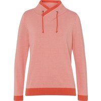 Sieh an! Damen Langarm-Pullover grapefruit-ecru-geringelt von Sieh an!