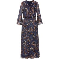 Sieh an! Damen Maxikleid aus Chiffon, mit Floral-Print, dunkelblau-gemustert von Sieh an!