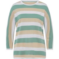 Sieh an! Damen Pullover salbei-sand-geringelt von Sieh an!