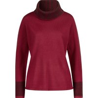 Sieh an! Damen Rollkragenpullover kirsche-schwarz-gemustert von Sieh an!