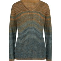 Sieh an! Damen V-Ausschnitt-Pullover cognac-ozean-gemustert von Sieh an!