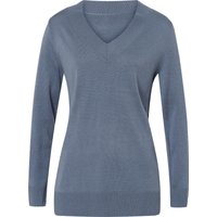 Sieh an! Damen V-Ausschnitt-Pullover in etwas längerer Form, taubenblau von Sieh an!