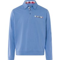 Sieh an! Herren Langarm-Poloshirt mittelblau von Sieh an!