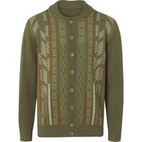 Sieh an! Herren Strickjacke oliv-gemustert von Sieh an!