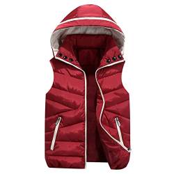 Siehin Kinder Jungen Mädchen Kapuzenweste Daunenweste Warm Herbst Winter Reißverschluss Kapuze Weste Ärmellos Winterjacke (Rot, 104) von Siehin