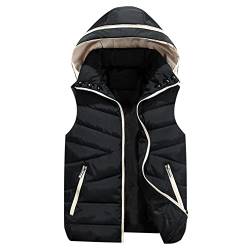 Siehin Kinder Jungen Mädchen Kapuzenweste Daunenweste Warm Herbst Winter Reißverschluss Kapuze Weste Ärmellos Winterjacke (Schwarz, 122) von Siehin