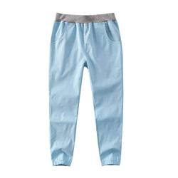 Siehin Kinder Jungen Sommerhose Leinenhose Jogginghose Freizeithosen (120 for Height 110-115cm, Hellblau) von Siehin