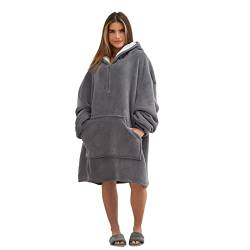 Sienna Hoodie Decke Kuscheldecke mit Ärmeln Deckenpullover Vielseitig Tragbare Decke zum Anziehen für Damen & Herren, Sweatshirt Warm Kuschelpullover Erwachsene weich Ärmeldecke Oversize Anthrazit von Sienna