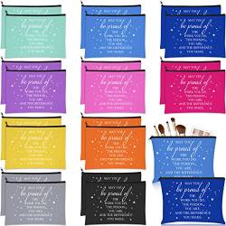 20 Stück inspirierende Geschenke Kosmetiktaschen May You Be Proud Geschenk Kosmetiktasche Motivierendes Geschenk Segeltuch Kosmetiktasche mit Reißverschluss Wertschätzung Makeup Taschen für Lehrer von Sieral