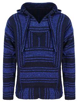 Mexikanischer Baja Hoodie Gr. M, blau/schwarz von Siesta