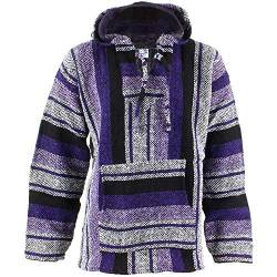 Siesta Mexikanisch Baja Jerga Mit Kapuze Hippie Pulli - Lavendel - Baumwolle, Lavandell, 50% acryl 50% baumwolle, Damen, XX-Large von Siesta