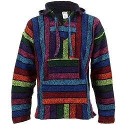 Siesta Mexikanischer Baja Jerga Kapuzenpullover, Hippie-Pullover, Regenbogenfarben, regenbogenfarben, L von Siesta