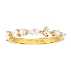 Sif Jakobs Jewellery SJ-R12260-PCZ-YG Damen-Ring Adria Piccolo Goldfarben mit Perlen von Sif Jakobs Jewellery