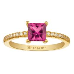 Sif Jakobs Jewellery SJ-R42280-PKCZ-YG Ring für Damen Ellera Quadrato Goldfarben Pink von Sif Jakobs Jewellery