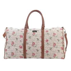 Signare Gobelin-Gepäcktasche für Reisen und Sport/große Reisetasche für Damen Sporttasche Damen mit Blumenmustern (Rose Flower) (BHOLD-RSPK) von Signare