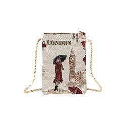 Signare Tapestry Mini Crossbody Handytasche Damen Geldbörse für Telefon Handytasche Handytasche Geldbörse Smartphone Tasche (Miss London, SM02-MSLN), Miss London, One Size von Signare