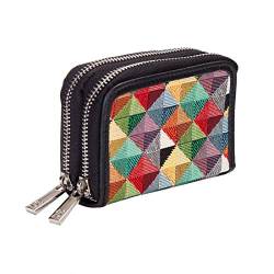 Signare Tapisserie Brieftasche, Kreditkartenhalter RFID Blocking Zipper geldbörse Damen mit Farbmuster Designs (bunt geometrisch) von Signare
