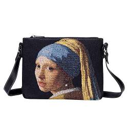 Signare Tapisserie Damen Taschen inspiriert von Johanne Vermeer, Mädchen mit Perlenohrring (Cross Body Bag) von Signare