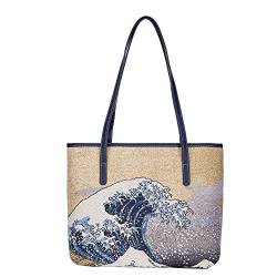 Signare Tapisserie Damen Taschen inspiriert von der japanischen Designerin Hokusai, The Great Wave Off Kanagawa (Tote Bag) von Signare