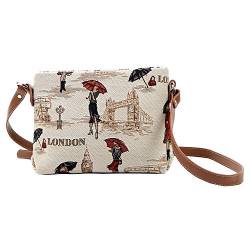 Signare Tapisserie Kleine Handtasche Damen, Umhängetasche Damen, Schultertasche Damen mit London Design (Miss London) von Signare