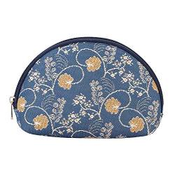 Signare Tapisserie Kosmetiktasche klein, schminktasche Damen und kulturtasche Damen mit Blumenmustern (Austen Blue) von Signare