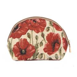 Signare Tapisserie Kosmetiktasche klein, schminktasche Damen und kulturtasche Damen mit Blumenmustern (Mohn) von Signare