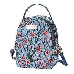 Signare Tapisserie Mini Rucksack Damen Kleine Crossbody b枚rse Reise Schultertaschen Handtasche beutel Schulranzen Daypack im ber眉hmten Design Gr. One size, Mandelbl眉te und Schwalbe von Signare