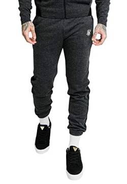 Sik Silk Jogginghose Herren Tonal Check Cuffed Pants SS-17886 Grey, Größe:S von Sik Silk