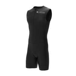 Sikma Herren Radsportanzug gepolstert einteilig Trisuit Bike Top Short, Schwarz/Ärmellos, L von Sikma