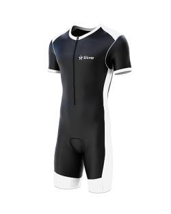 Sikma Herren Radsportanzug gepolstert einteilig Trisuit Bike Top Short, schwarz / weiß, L von Sikma