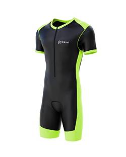 Sikma Herren Skinsuit Gepolsterter Einteiler Trisuit Bike Top Short - schwarz/grün - XL von Sikma