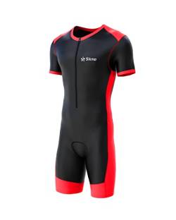 Sikma Herren Skinsuit Gepolsterter Einteiler Trisuit Bike Top Short - schwarz/rot - m von Sikma