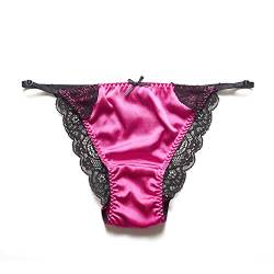 SilRiver Damen-Bikini, Satin-Höschen für Frauen, Unterwäsche, glänzend, Tanga, Rose Violet, Small-Medium von SilRiver