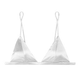 SilRiver Damen Bügelloser Seiden-BH Triangel Atmungsaktive Körbchen Festival T-Shirt BH (Medium,Weiß) von SilRiver