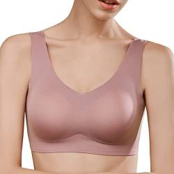 SilRiver Damen Seide V Rücken Spitze Sport BH Abnehmbare gepolsterte kabellose BHs für Frauen Komfort Stützender Yoga BH, mauve, small von SilRiver