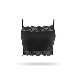 SilRiver Damen Seiden Bustier Top aus Spitze, schwarz, Gr.M von SilRiver