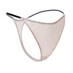 SilRiver Damen Seidensatin Sexy Spitzen Unterwäsche Tanga Höschen G-String & T-Back, Weiß, M von SilRiver