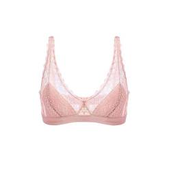 SilRiver Damen aus Spitze Bralette Bügelloser Seiden-BH (Large,Graues Rosa) von SilRiver