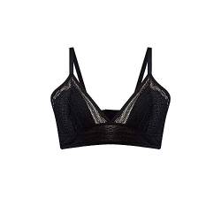 SilRiver Damen aus Spitze Bralette Bügelloser Seiden-BH (Large,Schwarz) von SilRiver