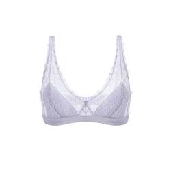 SilRiver Damen aus Spitze Bralette Bügelloser Seiden-BH (Large,Silbergrau) von SilRiver