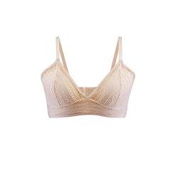 SilRiver Damen aus Spitze Bralette Bügelloser Seiden-BH (Small,Hellbeige) von SilRiver