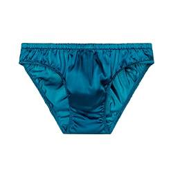 SilRiver Herren Seide Satin Slip Bikini Unterwäsche Bulge Enhancing Panties (Lyons Blau, M) von SilRiver