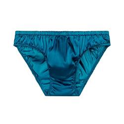 SilRiver Herren Seide Satin Slip Bikini Unterwäsche Bulge Enhancing Panties (Lyons Blau, S) von SilRiver