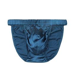 SilRiver Herren Seidensatin Bikini Tasche Tanga Slips Seide Unterwäsche Höschen(Large,Lyons Blau) von SilRiver