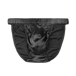 SilRiver Herren Seidensatin Bikini Tasche Tanga Slips Seide Unterwäsche Höschen(Large,Schwarz) von SilRiver