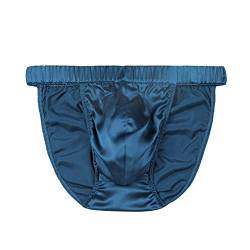 SilRiver Herren Seidensatin Bikini Tasche Tanga Slips Seide Unterwäsche Höschen(Medium,Lyons Blau) von SilRiver